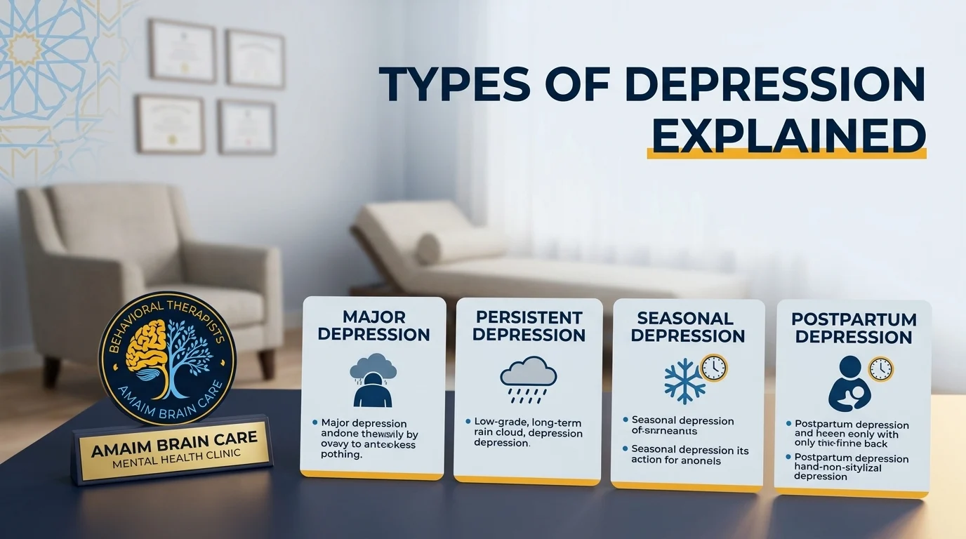 Types of depression symptoms and treatment explained - Amaim Brain Care Faisalabad Pakistan