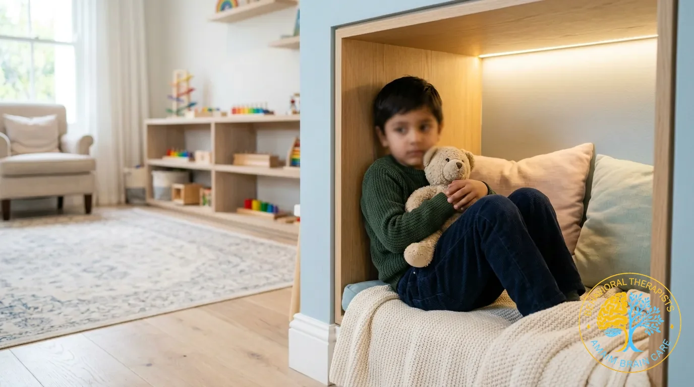 Child Anxiety Disorders Boy Holding Toy Sensory Soothing - Amaim Brain Care, Faisalabad, Pakistan