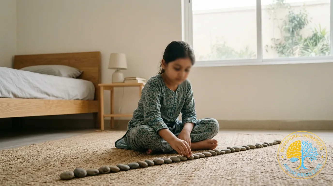 Childhood Ocd Symmetry Girl Arranging Stones Orderliness - Amaim Brain Care, Faisalabad, Pakistan