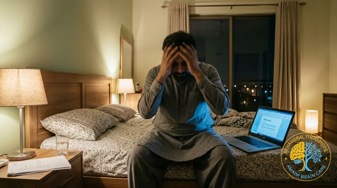 Depression Fatigue Morning Lows Man Sitting On Bed Struggling - Amaim Brain Care, Faisalabad, Pakistan