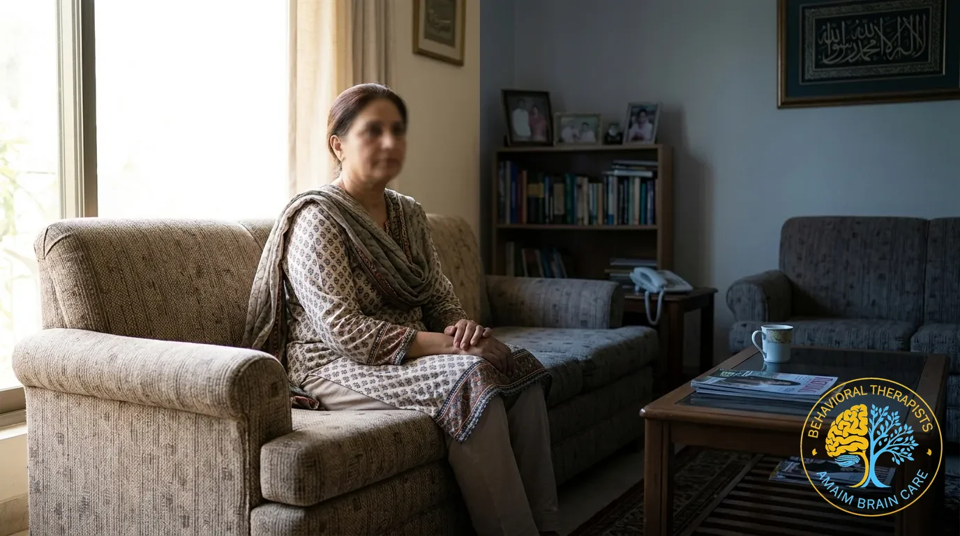 Women Mental Health Depression Pms Pmdd Quiet Sadness On Sofa - Amaim Brain Care Faisalabad Pakistan Women Mental Health Depression Pms Pmdd Quiet Sadness On Sofa - Amaim Brain Care, Faisalabad, Pakistan