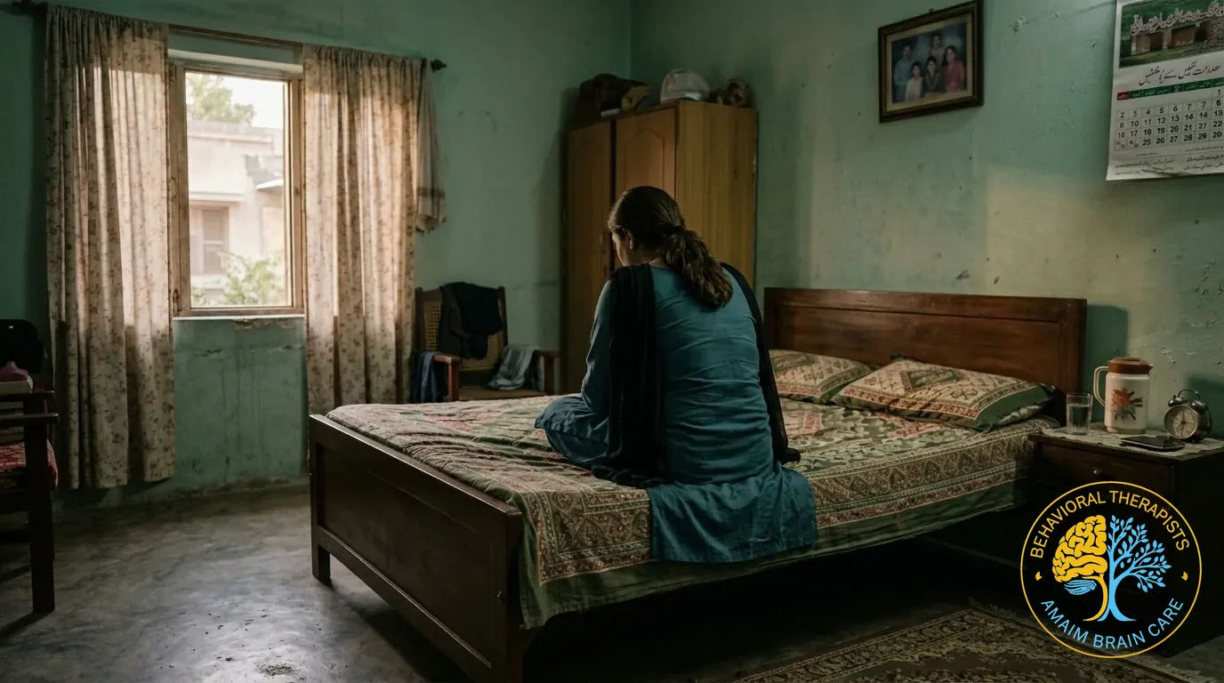 Women Mental Health Nighttime Rumination Overthinking On Bed - Amaim Brain Care Faisalabad Pakistan Women Mental Health Nighttime Rumination Overthinking On Bed - Amaim Brain Care, Faisalabad, Pakistan